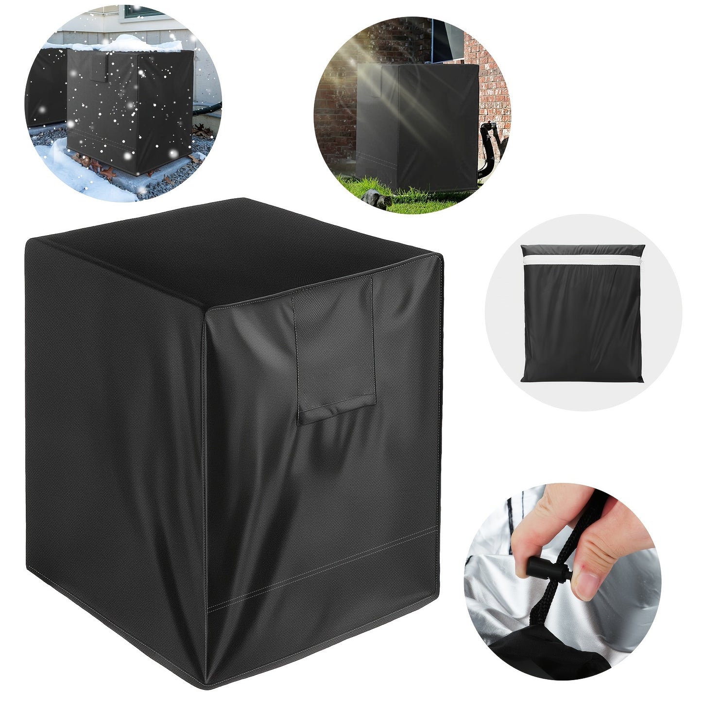 30x30x32" Outdoor Air Conditioning Cover, Outdoor Unit Protector with Drawstring Closure, All-Weather Sheild for Rain & Sun Protection, Ideal for Condenser & HVAC Units, 210D Oxford Cloth