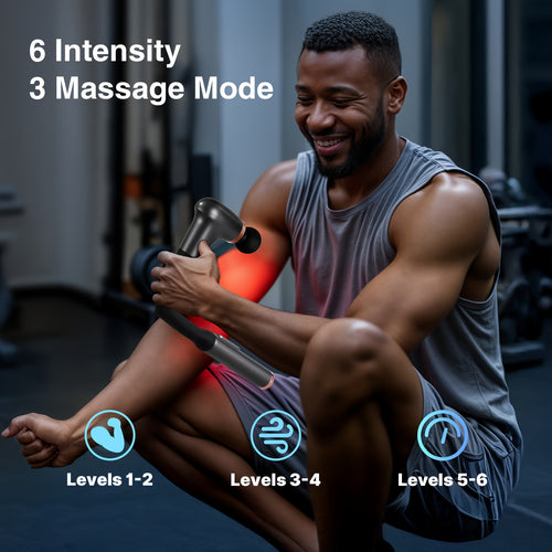 Massage Gun, Back Massager for Deep Tissue, 6 Intensity & 3 Modes, 4 Professional Heads, 40dB Quiet Motor, Neck Massager for Athletes Muscle & Daily Relaxation, Valentine's Day And Father's Day Gifts