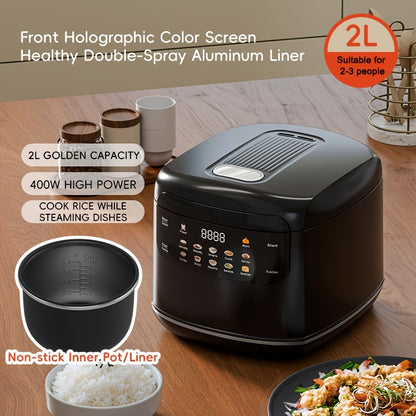 [Multifunctional Rice Cooker] Compact 2L (4 Cups) Multifunctional Rice Cooker -10in 1 Mini Rice Cooker, Suitable for Perfect Rice, Soup, Stew, Oatmeal, Cake, And Steamed Vegetables | Perfect for Small Kitchens, Dormitories, And Apartments