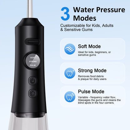 Water Flosser Cordless Oral Irrigator - Rechargeable Electric Dental Cleaner with 6 Nozzles, Precise Pressure Control, Plaque & Tartar Removal, USB Powered, Portable for Home & Travel