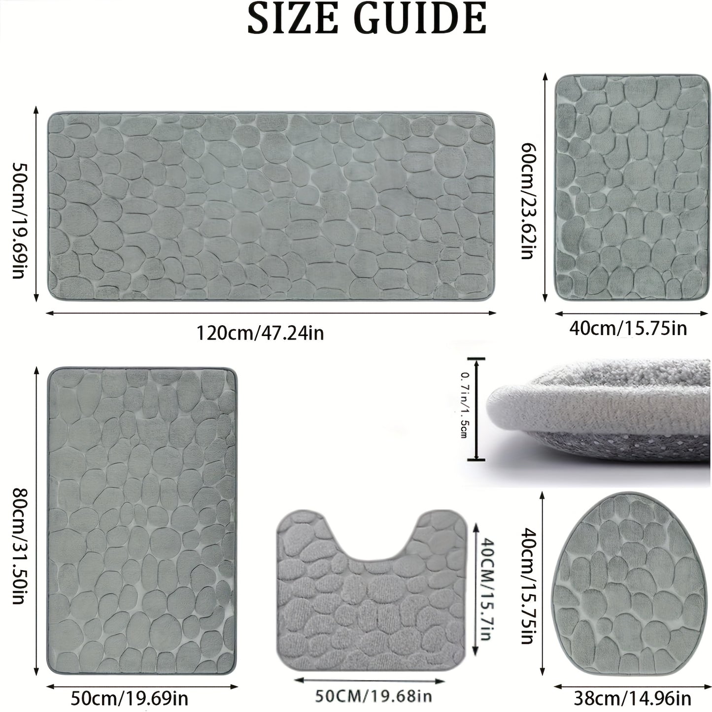 5pcs Luxury Memory Foam Bathroom Rug Set - Plush, Non-Slip, Super Absorbent Mats - Suitable For Sink, Bathtub, Shower, And Toilet - Machine Washable, Quick-Drying, Luxurious, Soft And Absorbent Sponge Bathroom Mat Set (Black, Gray, Pink, Beige)
