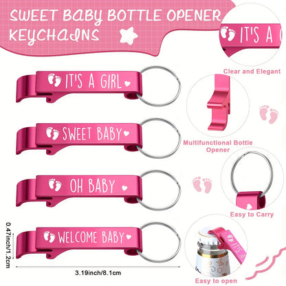 Baby Shower Party Favors 96pcs for 24 Guests - Shot Glasses Bottle Openers Thank You Tags Organza Bags Pink Gender Reveal Return Gifts Boy Girl Shower Prize Set