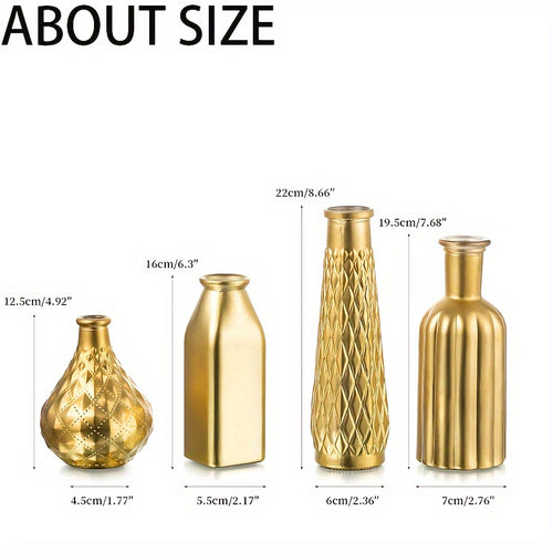Golden Glass Vase, Cylindrical Home Decor, Art Deco Style, Holds Water, Golden Electroplating Finish, Living Room Kitchen Bathroom Bedroom Decor, Table Centerpieces, Halloween And Christmas Decorations
