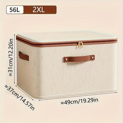 2 Pack Foldable Storage Bins With Lids- Large Capacity, Space Saving Storage Organizer For Clothes, Blankets, Books, Under-Bed Storage