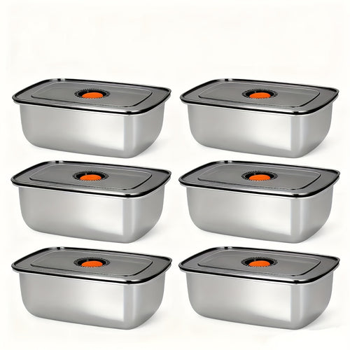 Stainless Steel Lunch Boxes, Set of 6 Large 50.72 oz Food Storage Containers with Lids – Airtight Stackable Refrigerator Storage Containers for Meal Prep, Leftovers, Kitchen and Office