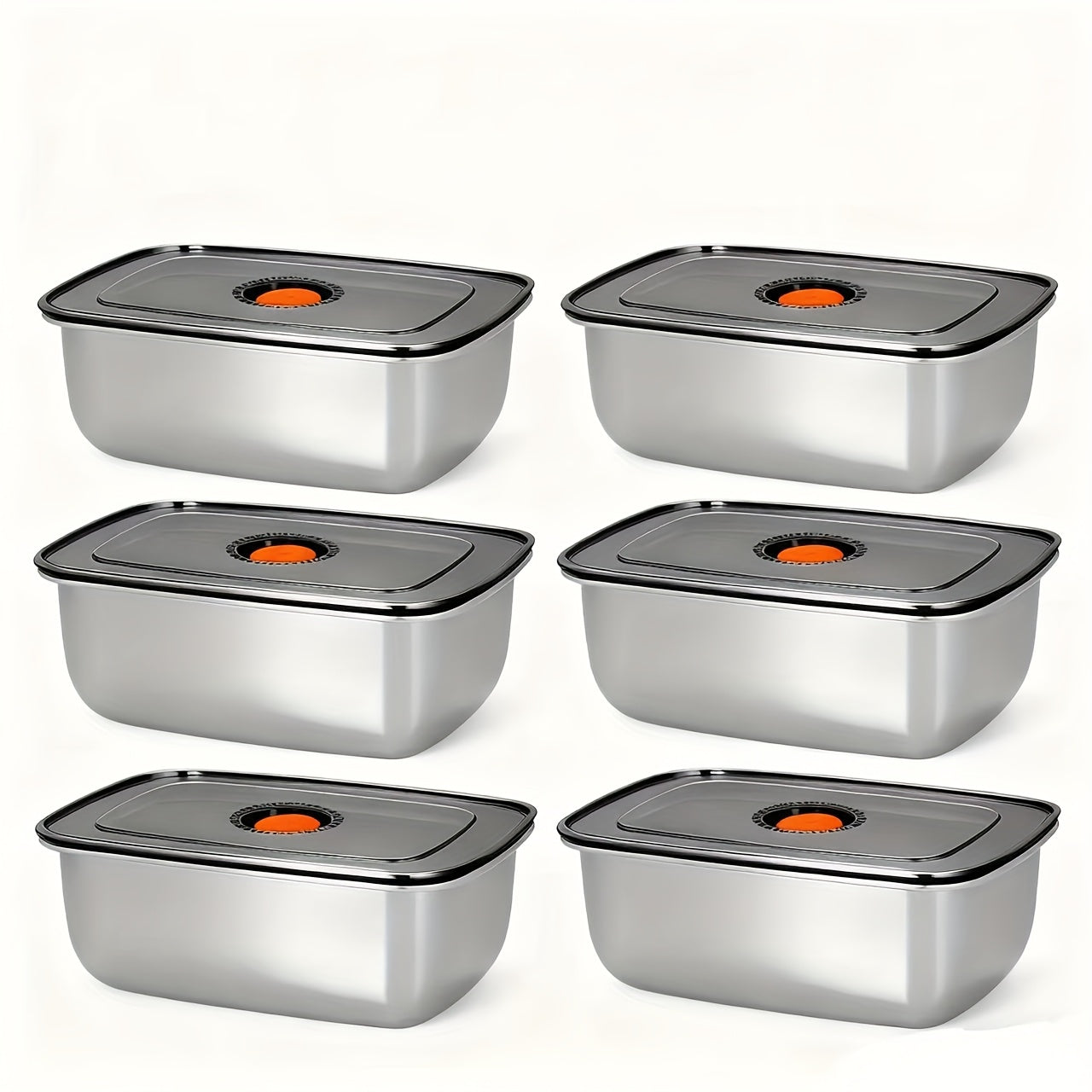 Stainless Steel Food Storage Containers, 6-Pack Airtight Stackable Meal Prep Containers with Lids – 40.58 oz Each, Heavy-Duty Lunch Box Set for Fridge, Freezer, Leftovers, Vegetables, Meat and Pantry