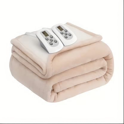 Dual Control Electric Heated Blanket with 10 Heat Levels - 10-Hour Auto Shutoff, Overheat Protection, Fast Heating, Soft Flannel, Machine Washable, 4 Sizes & 4 Colors, Bedroom Gift Blanket