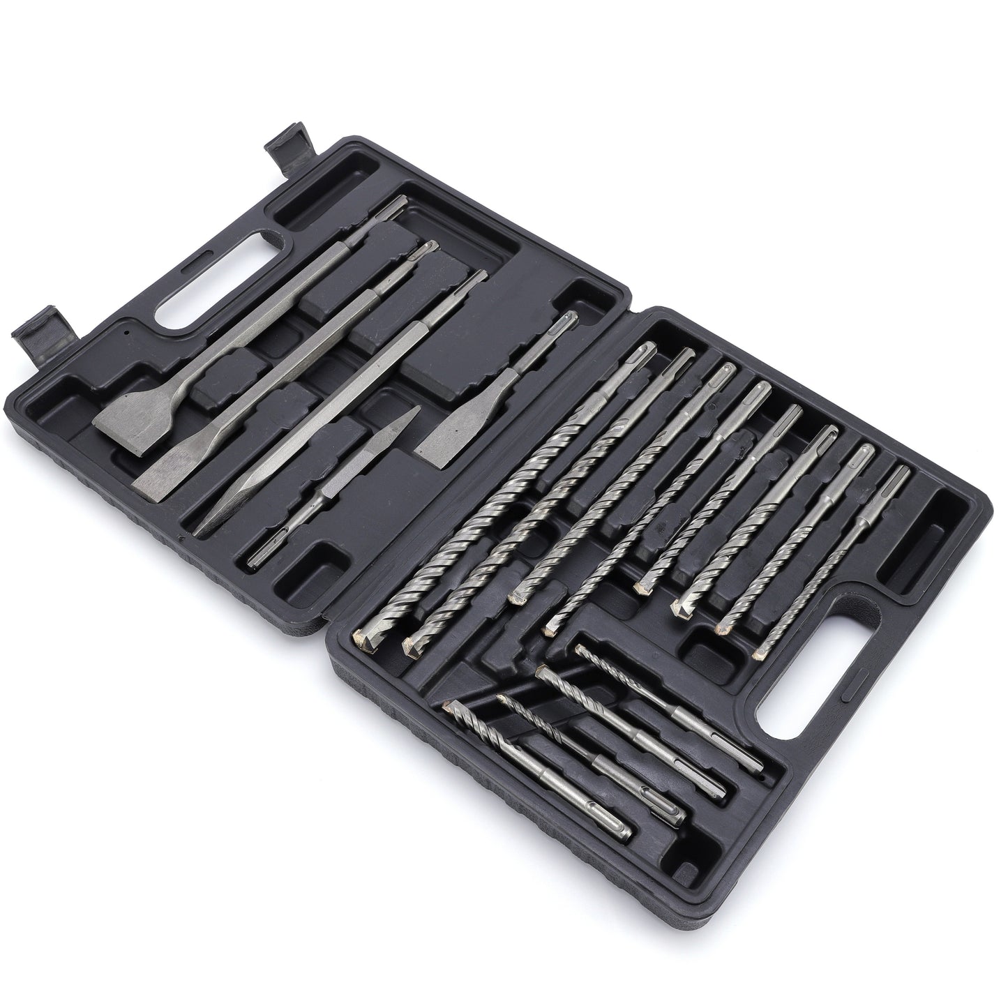 17PCS SDS Plus Hammer Drill Bits and Chisel Set Carbide-Tipped Masonry Drill Bits for Concrete Stone Brick with Portable Storage Case Professional Rotary Hammer Bit Kit