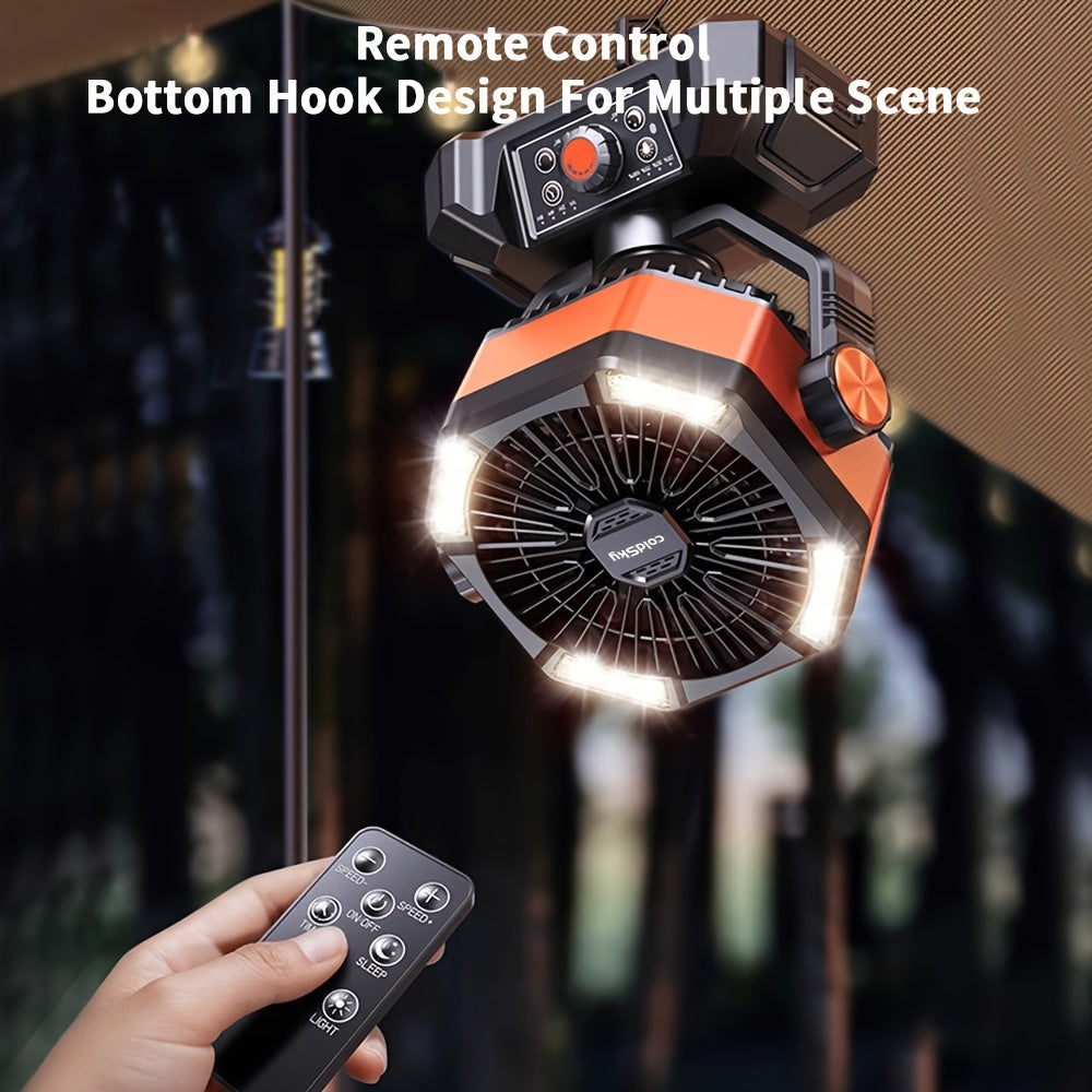 Stay Cool Anywhere: 20000Mah Portable USB Outdoor Fan with Infinite Speed Control, Strong Wind, Rechargeable Battery And Site