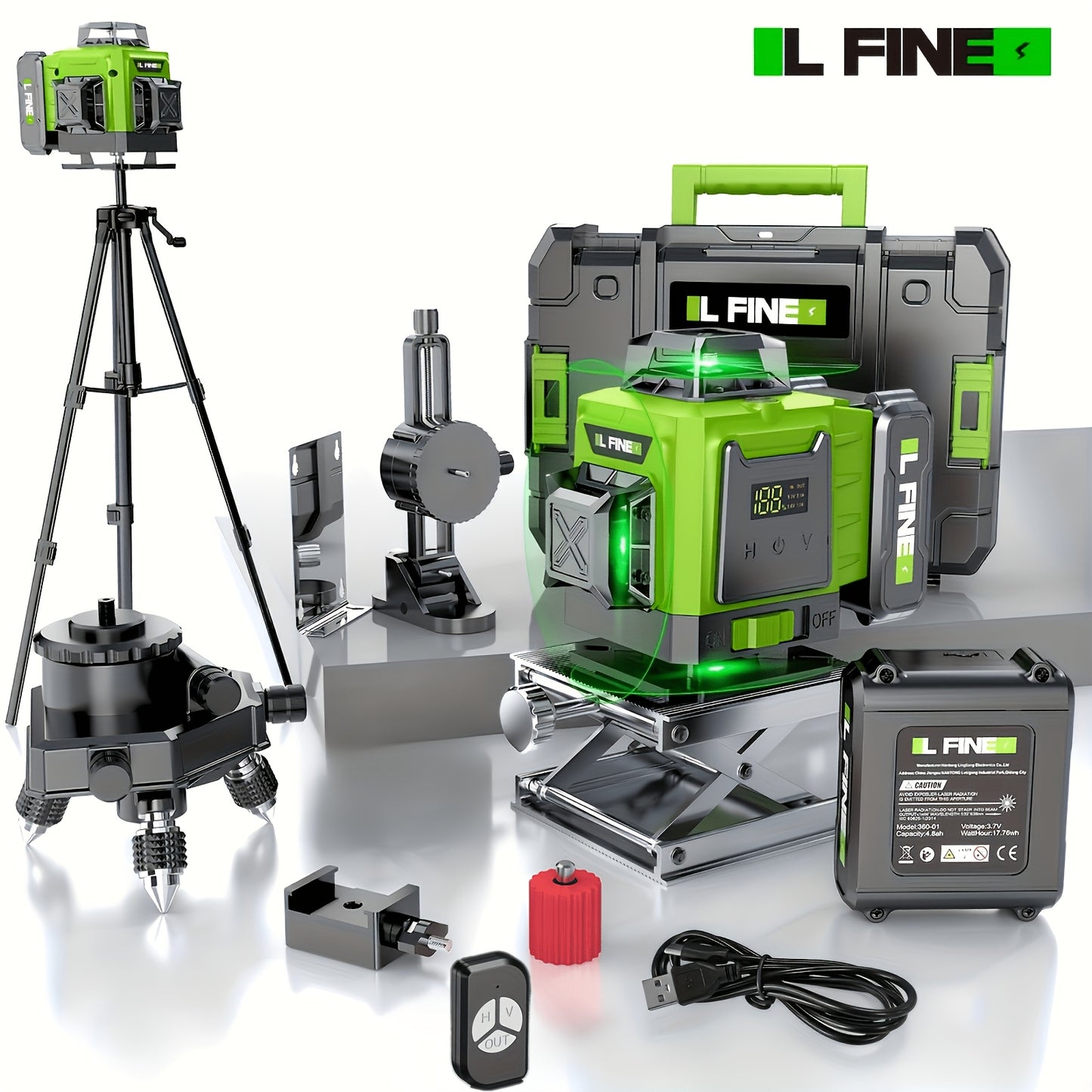 4D Laser Level 2026 Model, 16-Line Laser Level with Extremely High Construction Accuracy, Ultra-Fast Battery Charging, Helps You Quickly and Accurately Position, Level, and Align During Renovation, A Household Tool
