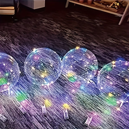 20pcs (10pcs LED Lights with 10pcs 20inch LED Light Up Bobo Balloons)String Lights Transparent Balloons for Birthday Wedding Christmas Party Easter Mother's Day Graduation Decor Decorations. 2*AA Batteries And Helium Not Included