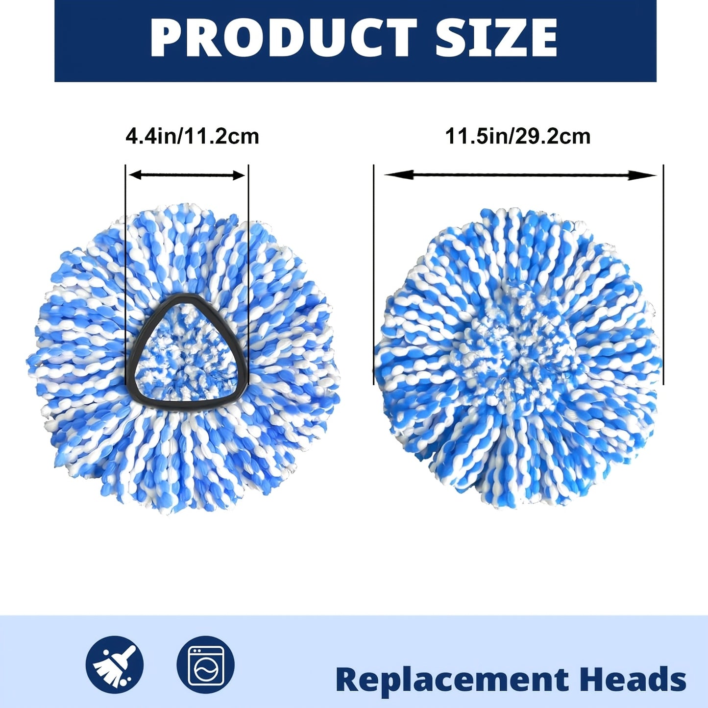 6 Pack Spin Mop Replacement Head Blue, 1*Scrub Brush And 1*Base, Microfiber Spin Mop Head, Machine Washable, Deep Cleaning For Floor, House, Kitchen