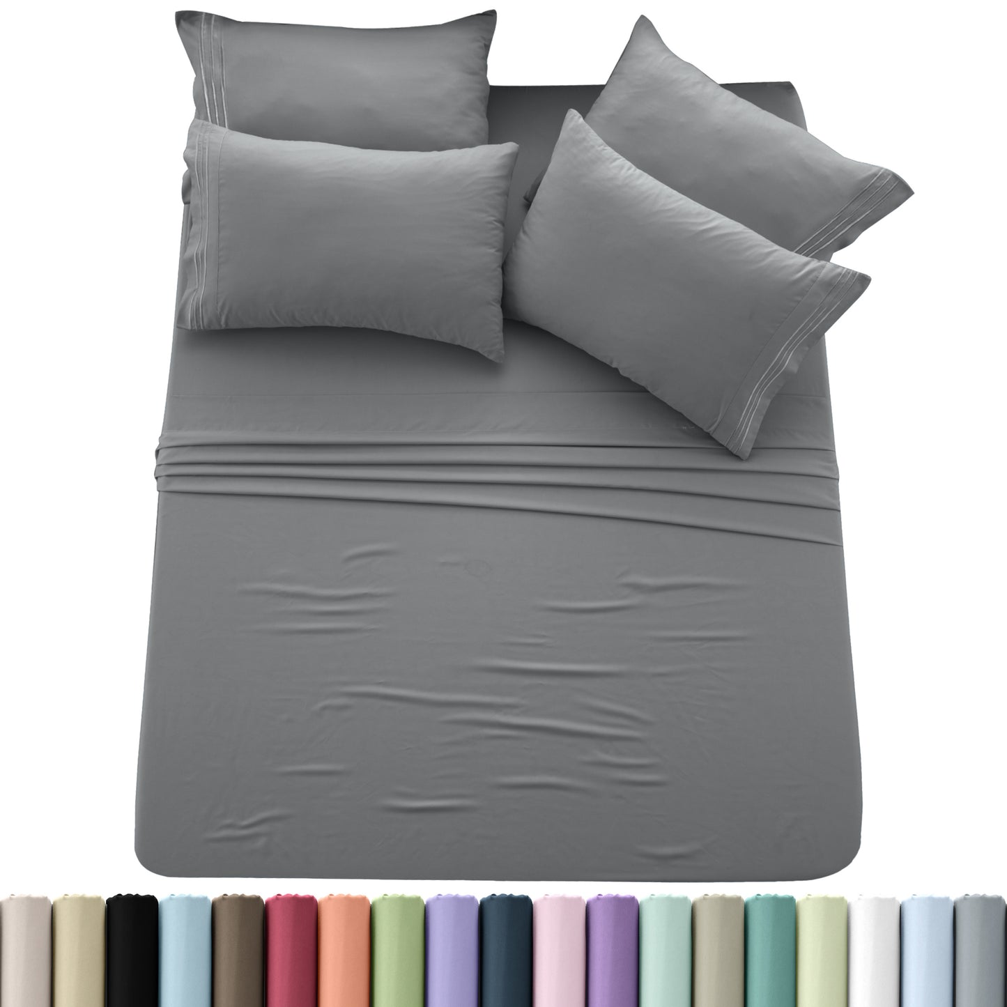 Hannah Bedding 6-PieceSheet Set – Soft Brushed 100% polyester, 20 Vibrant Colors, 6 Different Sizes – Stylish, Comfortable & Fade-Resistant