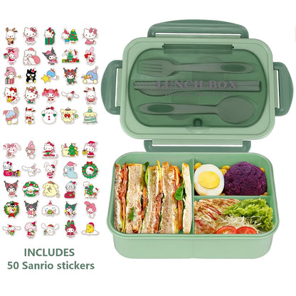 51pcs/53pcs Sanrio Lunch Box Set | Thermal Bag, Breakfast Cup, Portable Sealed Compartment Bento Box, 40.58Oz Capacity, Microwave And Dishwasher Safe, Ideal For Work, Picnics, And Back To School