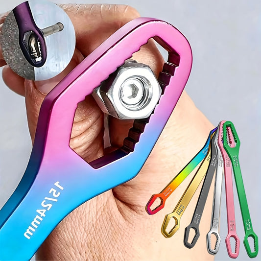 Torx Wrench Set 2pcs Adjustable Self-Tightening Dual End Carbon Steel Portable Handle Multi-Functional Universal Wrench for Car Repair Automotive Bike Motorcycle Home DIY Random Color