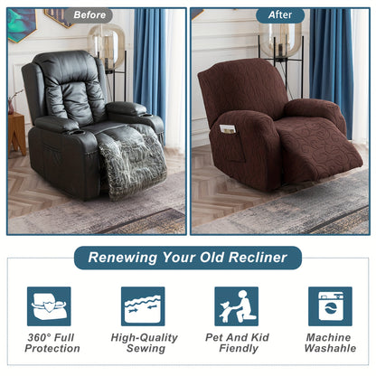 Recliner Chair Cover - High Elasticity Soft Fabric with Swirl Pattern, Dust & Scratch Resistant, Washable & Easy to Care for, Fits Single Seater Sofas, Massage Chairs, Living Room Furniture Protection, Recliner Chair Cover, Pet Protection