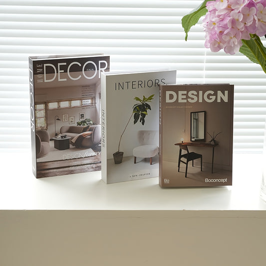 Decorative Fake Books Set of 3 – Nordic Style Stackable Faux Book Decor for Living Room Bookshelf, Coffee Table & Shelf Styling, Maintenance-Free Paper Dummy Books Home Decor Accent