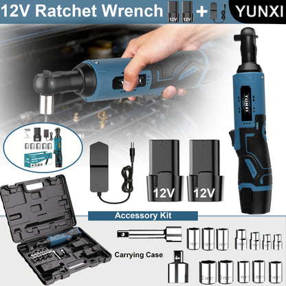 Wireless Electric Ratchet Wrench Set, Brushless Electric Ratchet Wrench, 12V Wireless Ratchet Kit, Car Repair Screw And Nut Removal, Angle Charging Wrench, With Battery And Quick Charger, Suitable For Home And Car Repair, Is A Holiday Gift For Men.