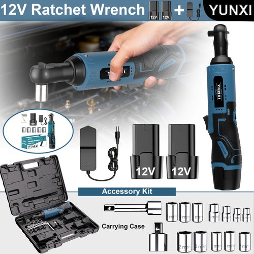 Wireless Electric Ratchet Wrench Set, Brushless Electric Ratchet Wrench, 12V Wireless Ratchet Kit, Car Repair Screw And Nut Removal, Angle Charging Wrench, With Battery And Quick Charger, Suitable For Home And Car Repair, Is A Holiday Gift For Men.