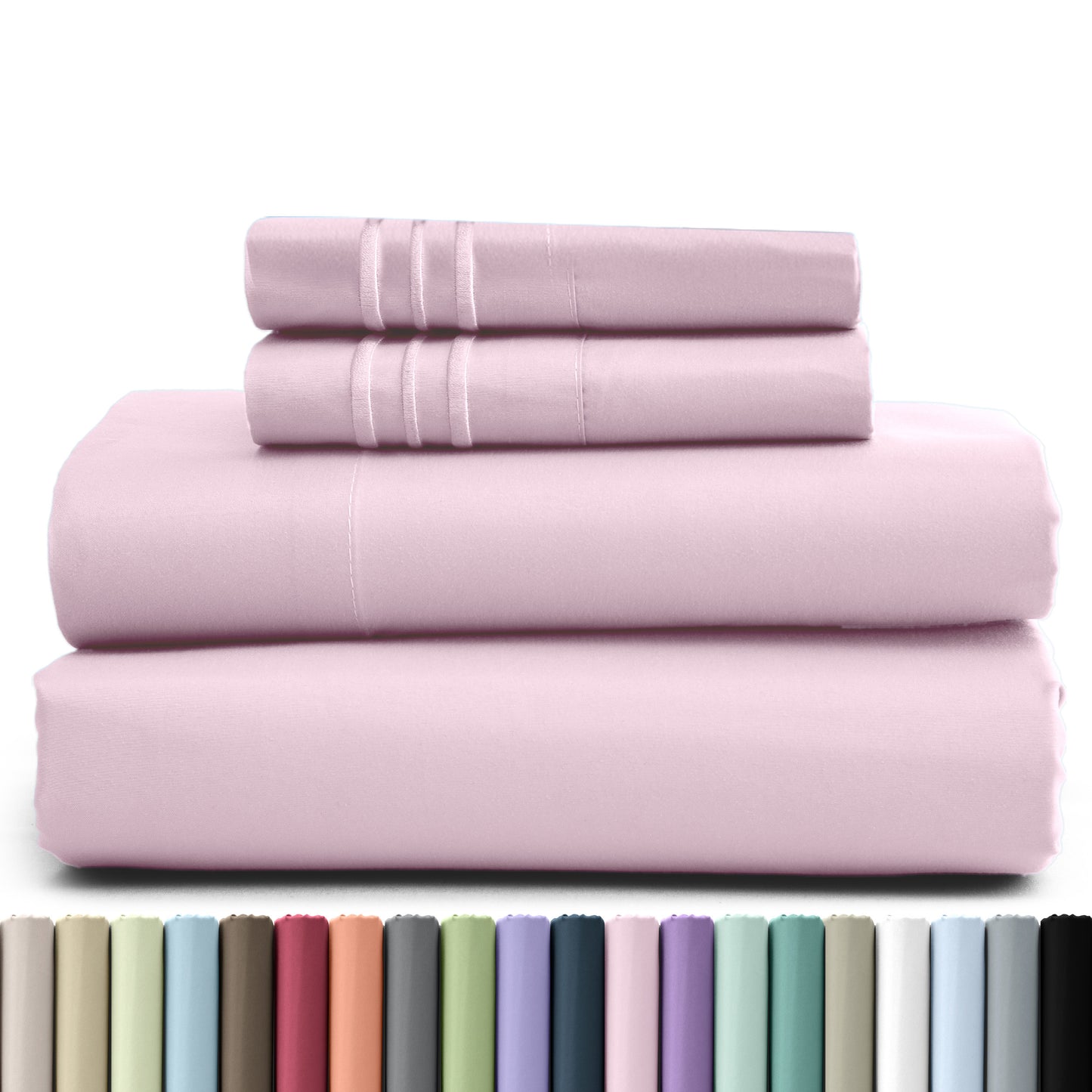 Hannah Bedding 4 Pieces Solid Colors Bed Sheets - 1800 Series Brushed Sheet Set With Pillowcases, Deep Pocket Bedding Set For Ultimate Comfort - Lightweight And Breathable Cooling Sheet Set - 16 Inches Deep Pocket