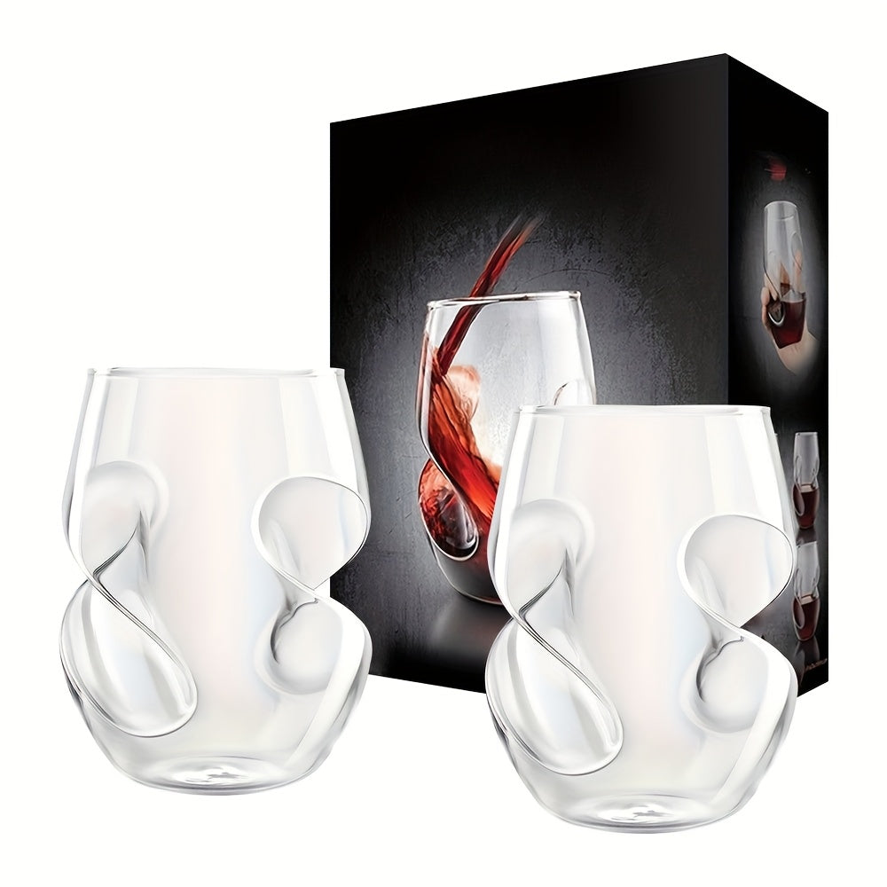 2pcs New 16oz Borosilicate Glasses, Elegant Curved Glassware, Wine Glasses Suitable for Parties, Weddings, Gatherings, Picnics, Iced Coffee, Mojitos, Juice, Whiskey, Gift for Each Other
