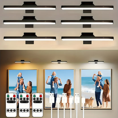 Picture Lights for Wall Battery Operated Rechargeable | Cordless LED Wall Sconce with Remote & 3 Color Temperatures – Art Light for Painting, Frame, Gallery & Dartboard, Black