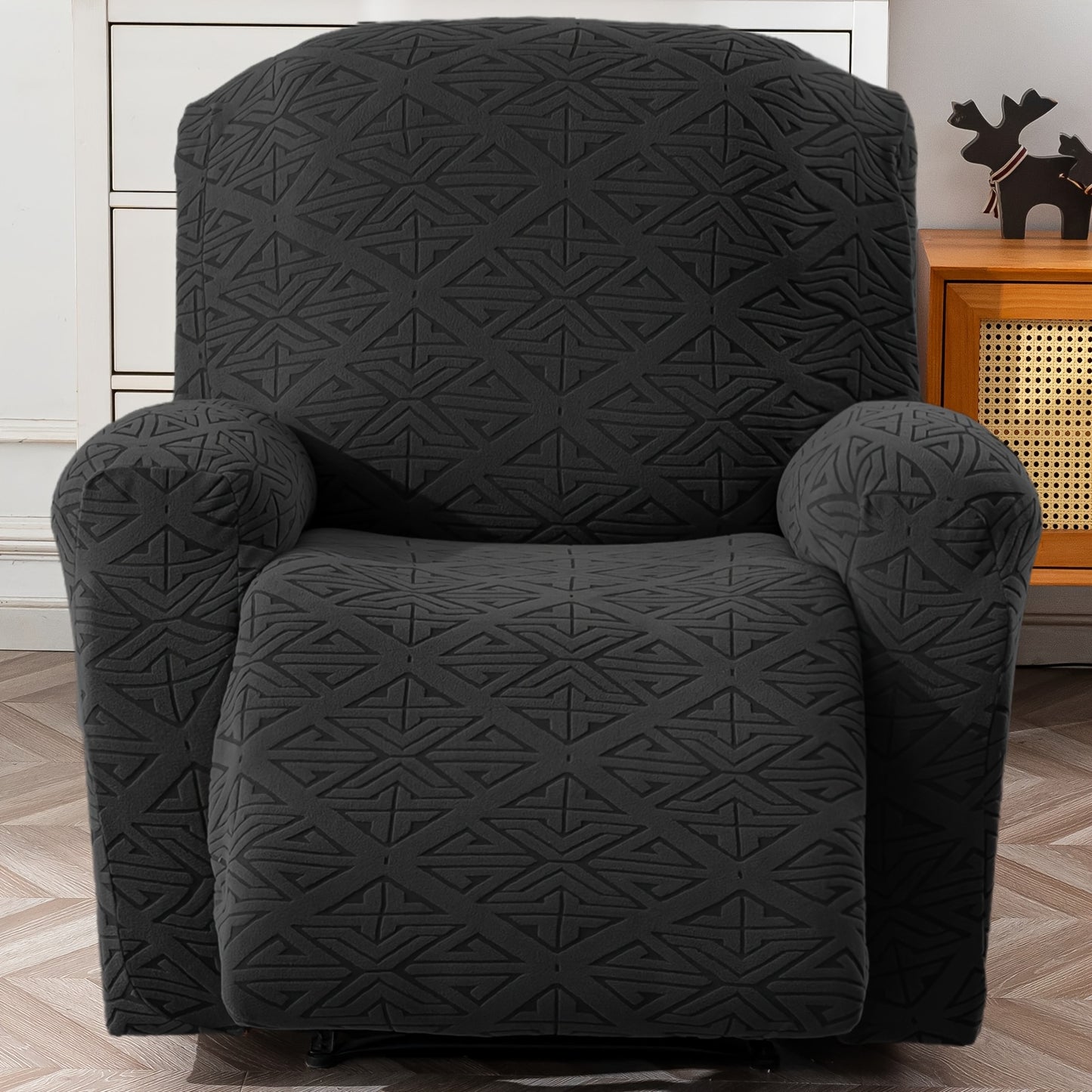 4pcs Stretch Recliner Slipcovers Recliner Chair Covers Lazy Boy Recliner Covers Non-Slip Reclining Furniture Protector Sofa Couch Cover with Elastic Bottom, Home Decor