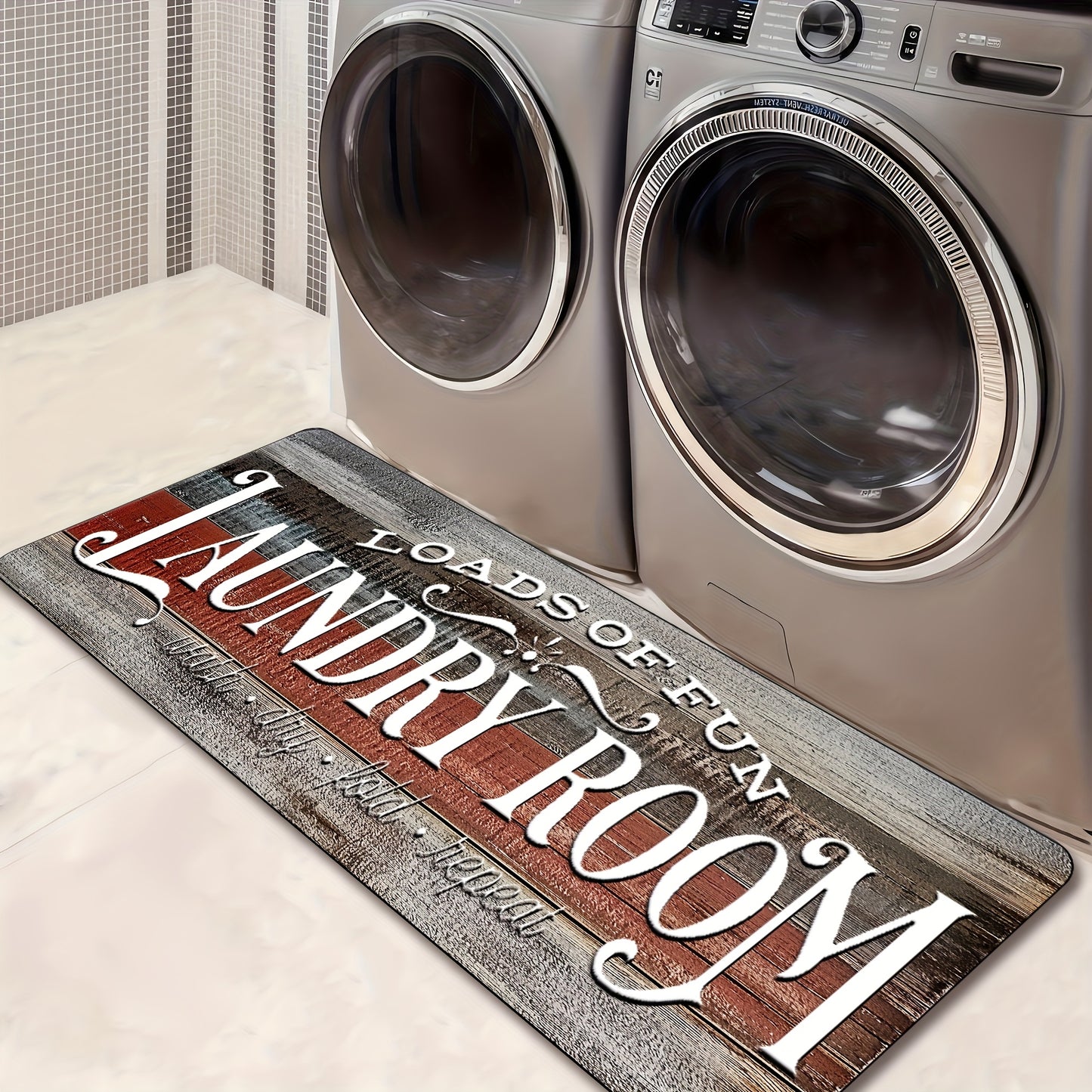 Non-slip Laundry Room Runner Rug, Washable Farmhouse Retro Mat, Home Decor Floor Mat, Laundry Rug for Kitchen, Bathroom Rug, Home Decor, Laundry Room Accessories, Valentine's Day Gift