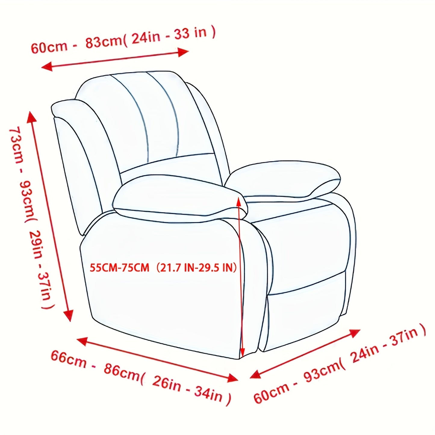 Elastic Jacquard Recliner Sofa Cover, Single Seat Relaxing Reclining Chair Covers, Relax Armchair Cover Furniture Protector for Living Room Bedroom Office Decor