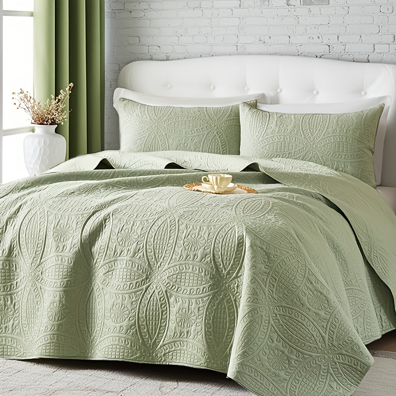 2/3pcs Quilt Set Bedspreads( Include 1 Quilt 1 Or 2 Pillowcases) Lightweight Microfiber Bedspread - Modern Style Coin Pattern Coverlet Soft And Skin-friendly Quilt Anti-allergy And Machine Washable Suitable For School Dormitories