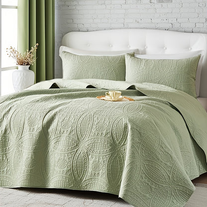 2/3pcs Quilt Set Bedspreads( Include 1 Quilt 1 Or 2 Pillowcases) Lightweight Microfiber Bedspread - Modern Style Coin Pattern Coverlet Soft And Skin-friendly Quilt Anti-allergy And Machine Washable Suitable For School Dormitories