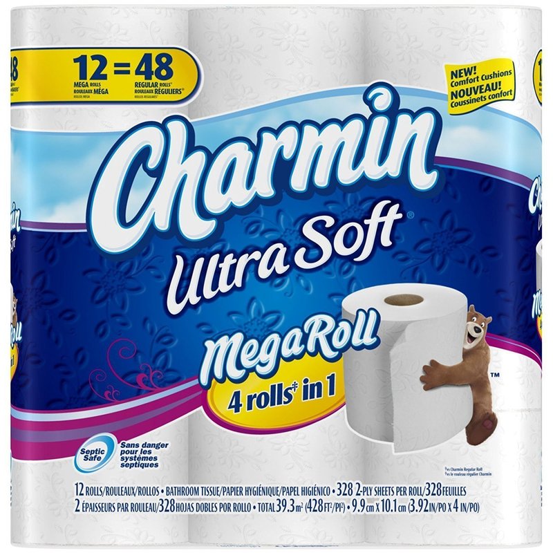 Charmin Ultra Soft Toilet Paper Mega Roll - 2-Ply 200 Sheets per Roll, Soft & Strong Bath Tissue, Available in Mega, Double, 16ct, 30ct, 328ct Bulk Pack Options for Home, Office & Commercial Use