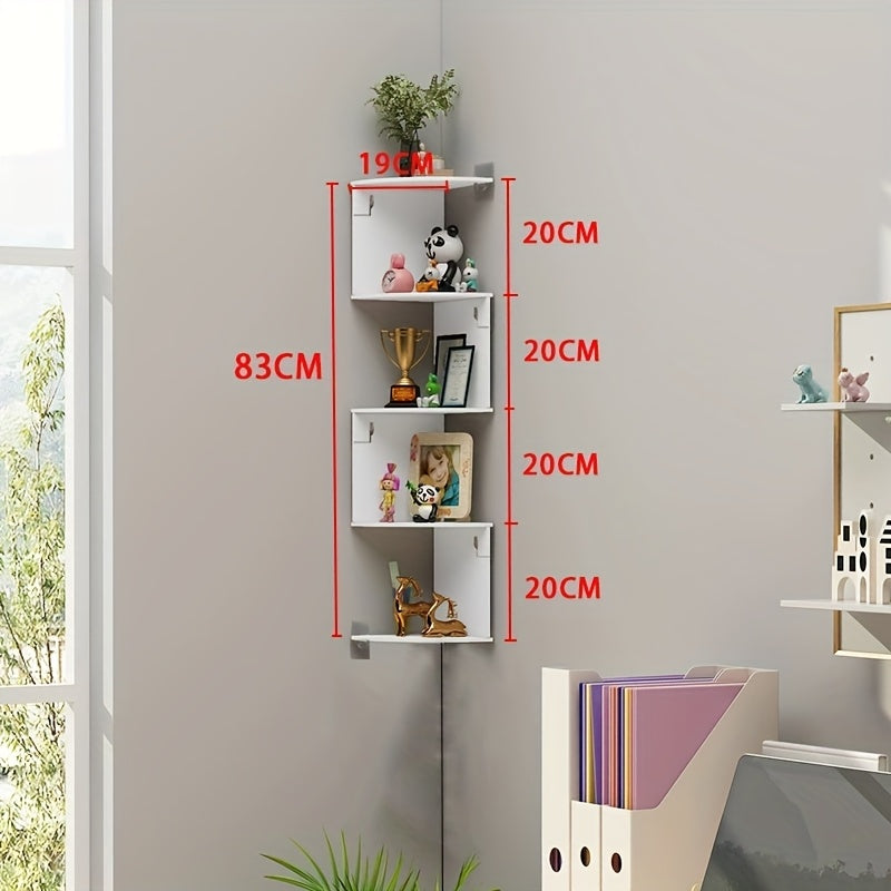 5/3 Tier Utility Shelf, Hanging Corner Shelf, Easy to Install, Multi-Tier Wall Mounted Storage Shelf, Floating Storage Shelf for Living Room, Bedroom, Kitchen, Bathroom, Office - Creative Decorative Organizers, Perfect Gifts, White/black