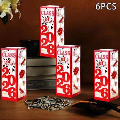Large 6pcs Graduation Centerpiece Set - Class of 2026 Decorative Lantern Box, Suitable for University and High School Graduation Party Supplies, Party Kit