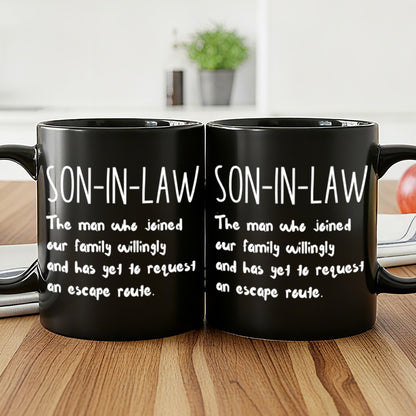1pc Funny Son-In-Law Gift Coffee Mug with "Son-In-Law" Text & Family Quote - Humorous Wedding/Birthday/Christmas Present for New Son-in-Law, Daily Use Cup for Coffee or Tea, Ideal Husband-in-Law Present