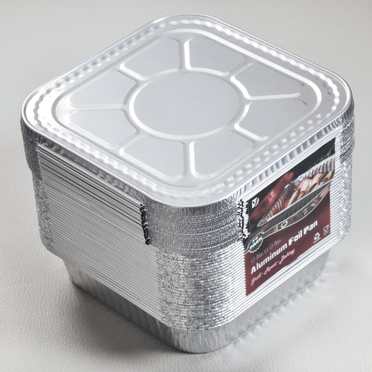 Aluminum Foil Pans 8x8 Inch 30 Pack with Lids Disposable Square Cake Pans – Baking Cooking Freezing & Meal Prep Containers, Stackable Foil Baking Pans for Brownies Lasagna