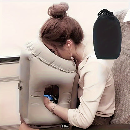 Inflatable Travel Pillow - Bedding, Portable Head Neck Rest for Airplanes, Cars, Buses, Trains, Office Napping, Camping - Ergonomic Design, Compact, Lightweight, And Soft for Ultimate Comfort