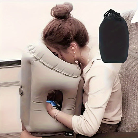 Inflatable Travel Pillow - Bedding, Portable Head Neck Rest for Airplanes, Cars, Buses, Trains, Office Napping, Camping - Ergonomic Design, Compact, Lightweight, And Soft for Ultimate Comfort