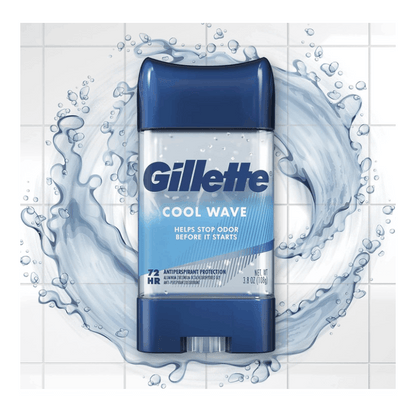 Gillette Antiperspirant and Deodorant for Men, 72hr Sweat & Odor Protection Clear Gel, Cool Wave Scent, 3.8 oz (Pack of 4)