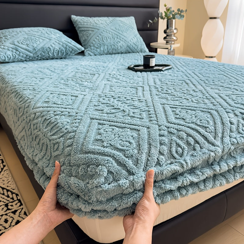 European Embossed Super Soft Bed Sheet/Blanket- Four Season Universal Warm Mattress Protective Cover, Soft Machine Washed Bedding, Deep Pocket Design, Suitable For Multiple Specifications Twin, Queen, King, Full.(NO Pillowcase) Gifts For Parents