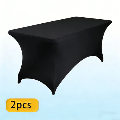 Spandex Tablecloth for 6 ft Rectangle Tables – Elastic Fitted Table Cover for Events, Parties, Weddings & Banquets – Wrinkle-Free Stretch Fabric in Black, White & Red, Indoor & Outdoor Use