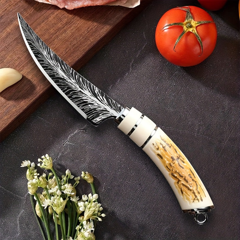 Professional Butcher Knife for Cutting Bone-In Meat - Razor Sharp Blade with Patterned Design And Comfort Grip Handle