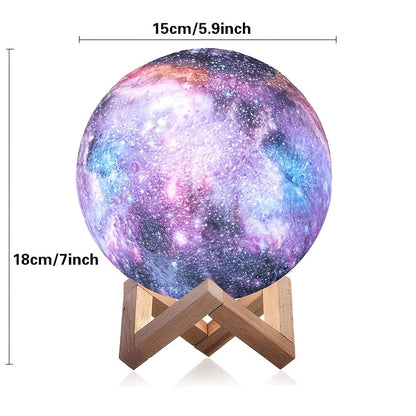 Moon Lamp Night Light Galaxy Lamp 16 Colors 3D Star Moon Lamp with Wooden Stand, Remote Control USB Plug-in Perfect Birthday Gift for Lovers Men And Women (5.9 Inches)