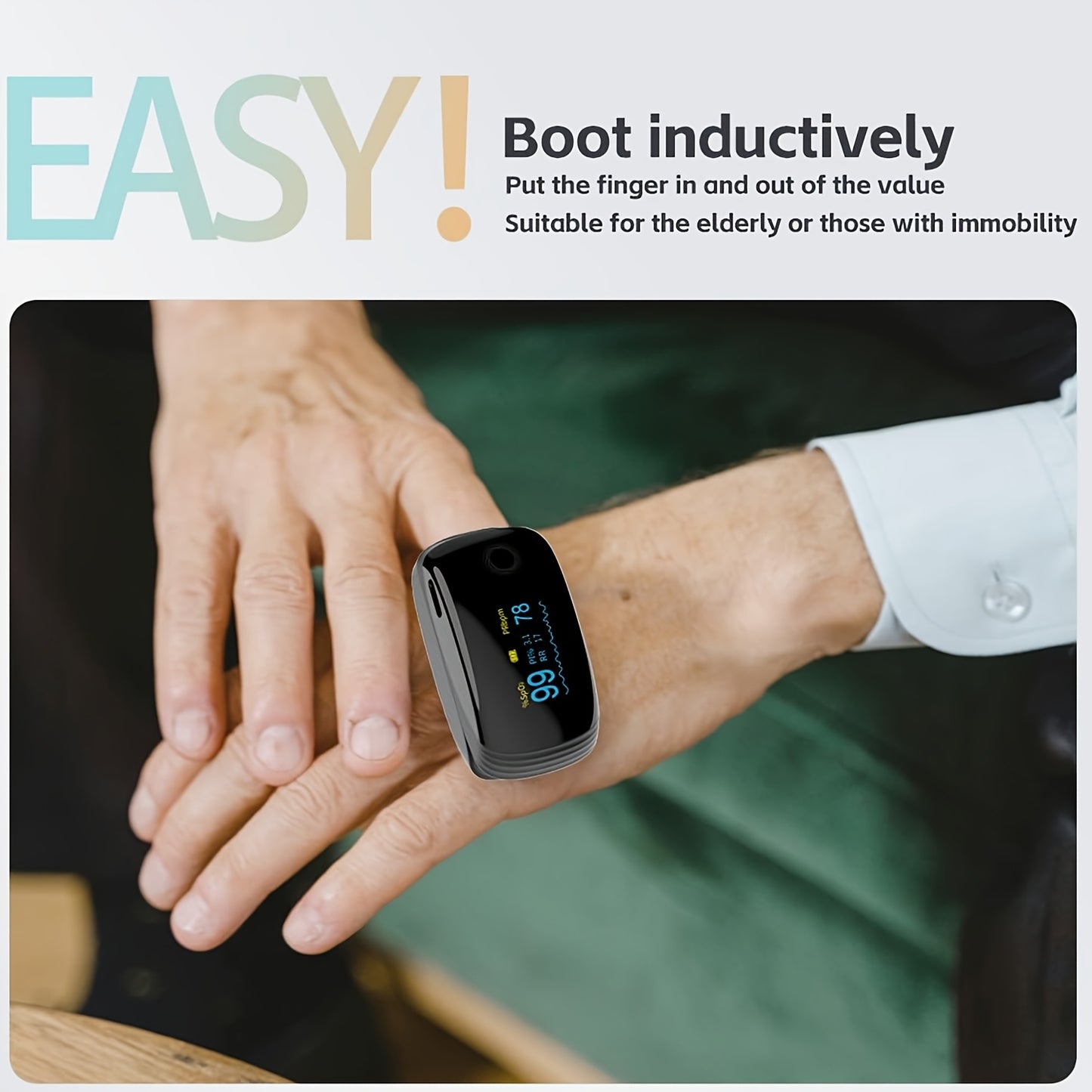 FDA Cleared - VROVIRE Rechargeable Pulse Oximeter Fingertip Oxygen Monitor Fingertip with SpO2 Pulse Rate And PI RR OLED Precision Fast Oximeter SpO2 Reading Outdoor Sports Home (Black)