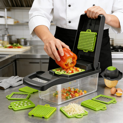 Food Chopper, Vegetable Chopper, Vegetable Slicer, 18-in-1/9-in-1, 8 Stainless Steel Blades, Food-grade, Easy to Store, for Onions, Carrots, Home Cooking, Kitchen Gift