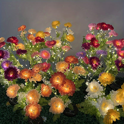 5pcs Solar Garden Lights | Simulated Snow Lotus That Emits Light, Outdoor Waterproof Flower Lights, Suitable For Decorating Lawns, Gardens, Paths, Courtyards | Warm And Romantic Holiday Gifts, Ideal For Father'S Day, 4Th Of July, Juneteenth
