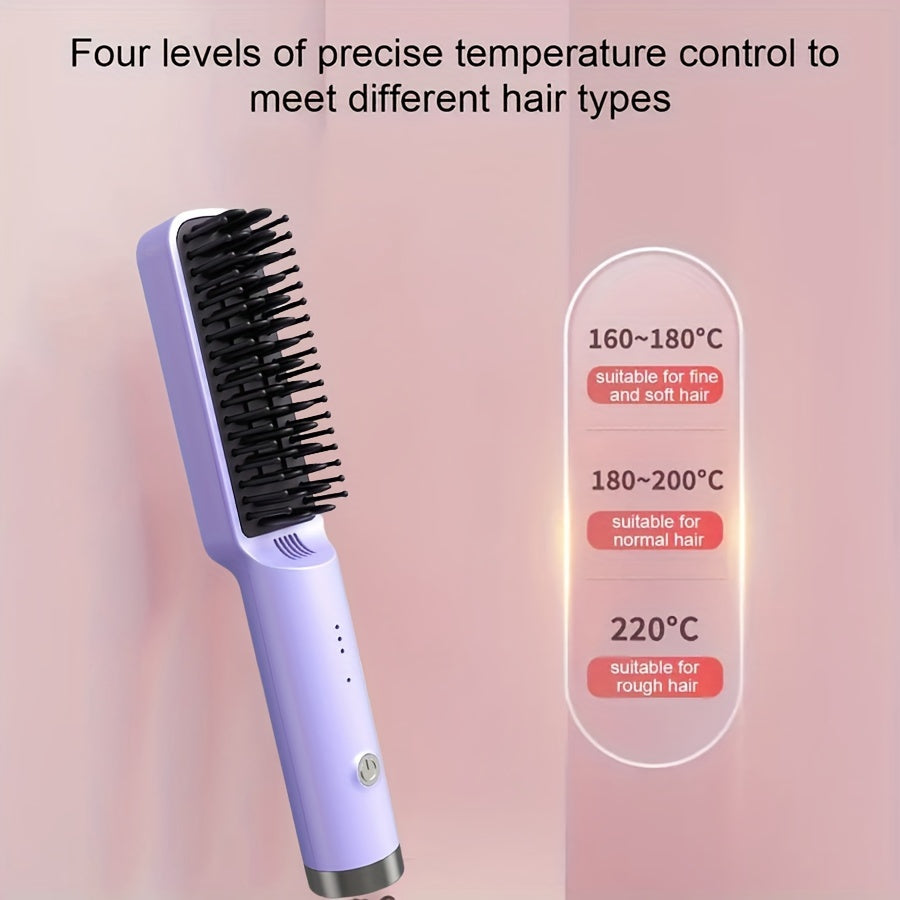Mini Straight Hair Comb, 3 Temperature Adjustments, Fast Heating Straight Hair Comb, Ceramic Heating Body, Heat-resistant Design, LED Display Screen, Professional Style with Long-lasting Shine, Suitable for Home, Travel, And Women's Gift Giving