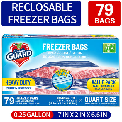 Sturdy Freezer And Refrigerator Storage Bags - Quart Capacity, Resealable with Convenient Tabs, Durable Design for Storing Fruits, Vegetables, Meats, And Bulk Foods - Kitchen Organizers And Additions