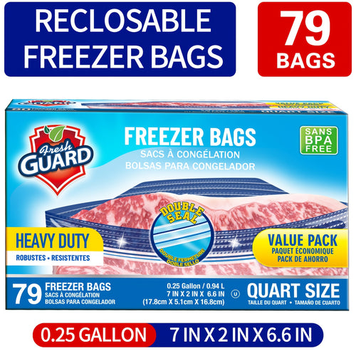 Sturdy Freezer And Refrigerator Storage Bags - Quart Capacity, Resealable with Convenient Tabs, Durable Design for Storing Fruits, Vegetables, Meats, And Bulk Foods - Kitchen Organizers And Additions