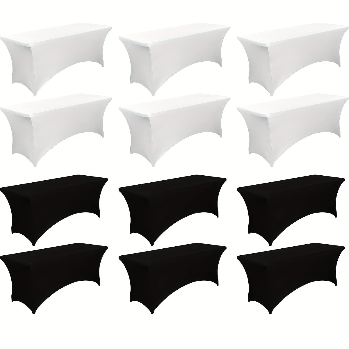 6/12/24pcs 6 Foot Stretch Black Stretch Tablecloth For Standard Folding Tables - Universal Rectangular Tablecloth Protector For Weddings, Trade Shows, Supplier Booths